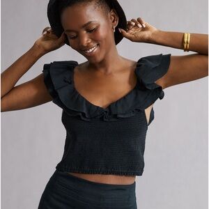 NWT! Anthropologie Maeve Ruffled Smock Crop Top